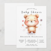 Invitation Baby shower d'ours modifiable Whimsical (Devant / Derrière)