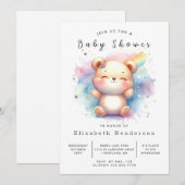 Invitation Baby shower d'ours modifiable Whimsical (Devant / Derrière)