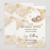 Invitation Baby shower d'ours neutre pour les femmes Nous pou (Devant / Derrière)