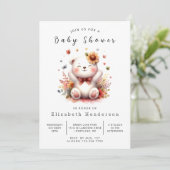 Invitation Baby shower d'ours numérique chic (Debout devant)