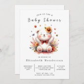 Invitation Baby shower d'ours numérique chic (Devant / Derrière)