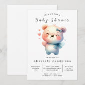 Invitation Baby shower d'ours numérique classique (Devant / Derrière)