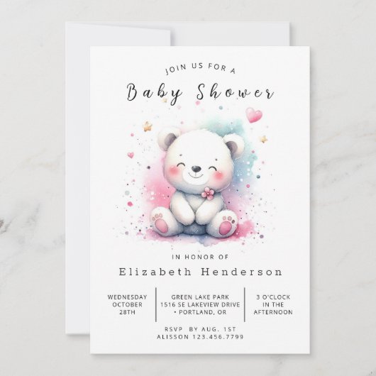 Invitation Baby shower d'ours numérique de Bohême (Devant)