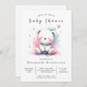 Invitation Baby shower d'ours numérique de Bohême (Devant / Derrière)
