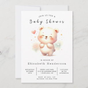 Invitation Baby shower d'ours numérique élégant