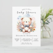 Invitation Baby shower d'ours numérique enchâssé (Debout devant)