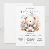 Invitation Baby shower d'ours numérique enchâssé (Devant / Derrière)