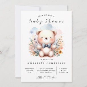 Invitation Baby shower d'ours numérique enchâssé