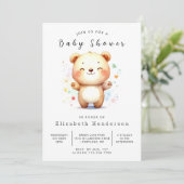 Invitation Baby shower d'ours numérique simple (Debout devant)