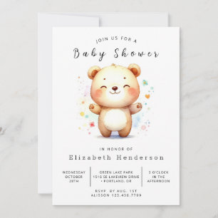 Invitation Baby shower d'ours numérique simple