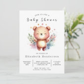 Invitation Baby shower d'ours numérique unique (Debout devant)