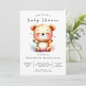 Invitation Baby shower d'ours numérique unique (Debout devant)