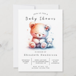 Invitation Baby shower d'ours numérique Whimsical