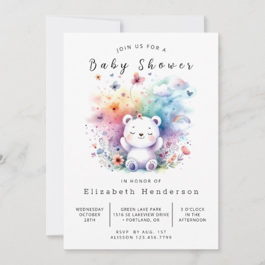 Invitation Baby shower d'ours numérique Whimsy (Devant)