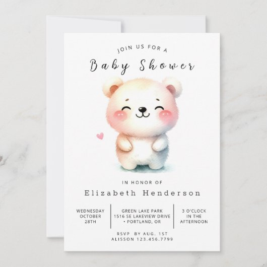 Invitation Baby shower d'ours Pastel Enchanted (Devant)