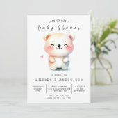 Invitation Baby shower d'ours Pastel Enchanted (Debout devant)