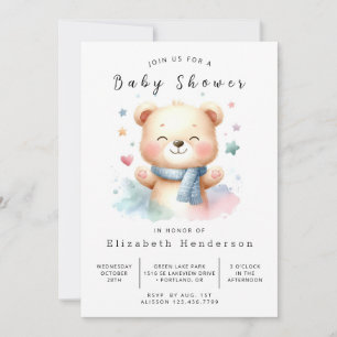 Invitation Baby shower d'ours personnalisé Boho