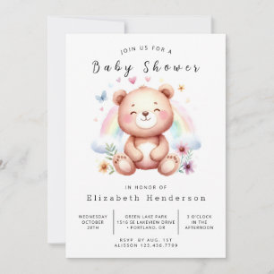 Invitation Baby shower d'ours personnalisé de Bohême