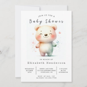 Invitation Baby shower d'ours personnalisé neutre selon le se