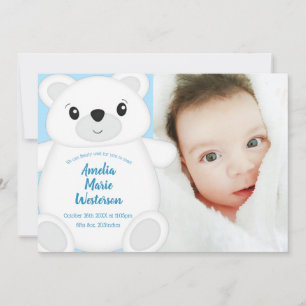 Invitation Baby shower d'ours polaire