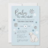 Invitation Baby shower d'ours polaire bleu hiver (Devant)