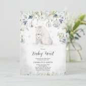 Invitation Baby shower d'ours polaire d'hiver (Debout devant)