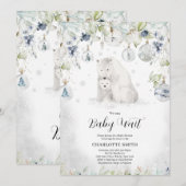 Invitation Baby shower d'ours polaire d'hiver (Devant / Derrière)
