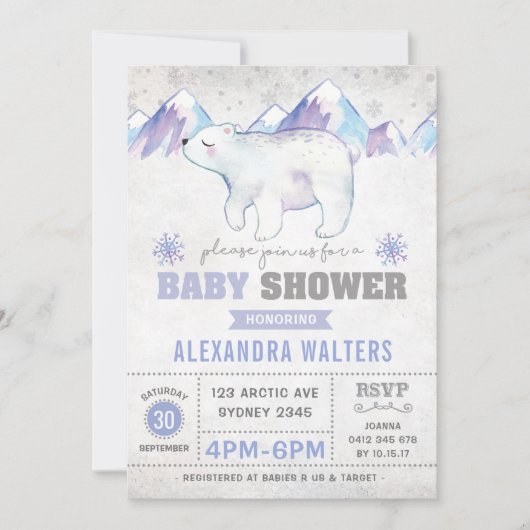 Invitation Baby shower d'ours polaire d'hiver Floc (Devant)