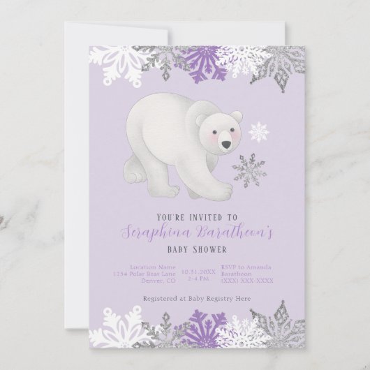 Invitation Baby shower d'ours polaire mou (Devant)