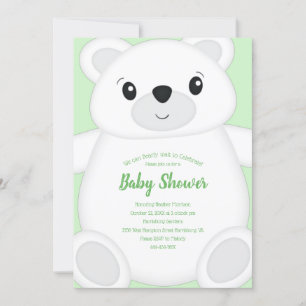 Invitation Baby shower d'ours polaire vert