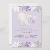 Invitation Baby shower d'ours polaire violet arctique (Devant)