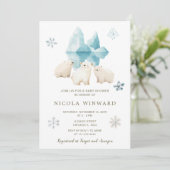 Invitation Baby shower d'ours polaires d'hiver (Debout devant)