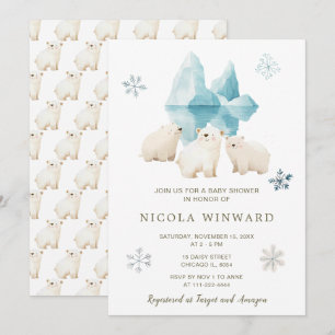 Invitation Baby shower d'ours polaires d'hiver