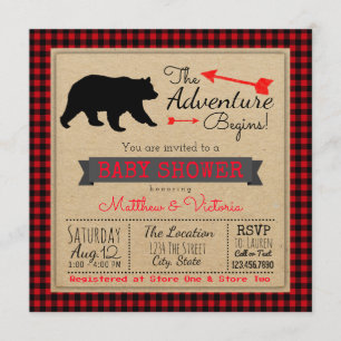 Invitation Baby shower d'ours pour les bisons de bison de bûc