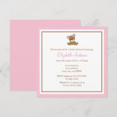 Invitation Baby shower d'ours rose (Devant / Derrière)