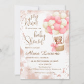 Invitation baby shower d'ours rose (Devant)