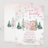 Invitation Baby shower d'ours rose (Devant / Derrière)