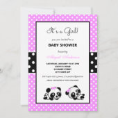 Invitation Baby shower d'ours rose et noir Panda (Devant)