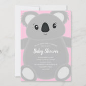 Invitation Baby shower d'ours rose Koala (Devant)