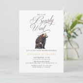 Invitation Baby shower d'ours rustique (Debout devant)