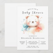 Invitation Baby shower d'ours rustique imprimable (Devant / Derrière)
