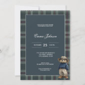 Invitation Baby shower d'ours rustique Tartan (Devant)