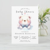 Invitation Baby shower d'ours simple enchâssé (Debout devant)