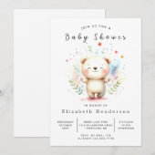 Invitation Baby shower d'ours simple modifiable (Devant / Derrière)
