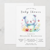 Invitation Baby shower d'ours simple modifiable (Devant / Derrière)