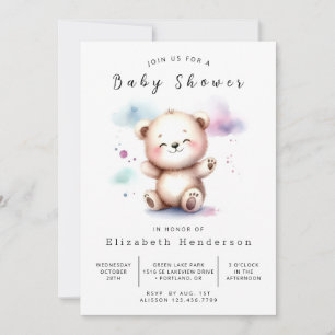 Invitation Baby shower d'ours sur mesure Pastel
