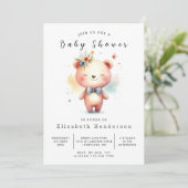 Invitation Baby shower d'ours unique modifiable (Debout devant)