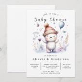 Invitation Baby shower d'ours unique modifiable (Devant / Derrière)