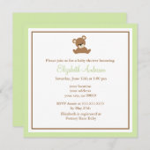 Invitation Baby shower d'ours vert (Devant / Derrière)