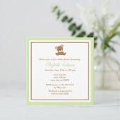 Invitation Baby shower d'ours vert (Debout devant)